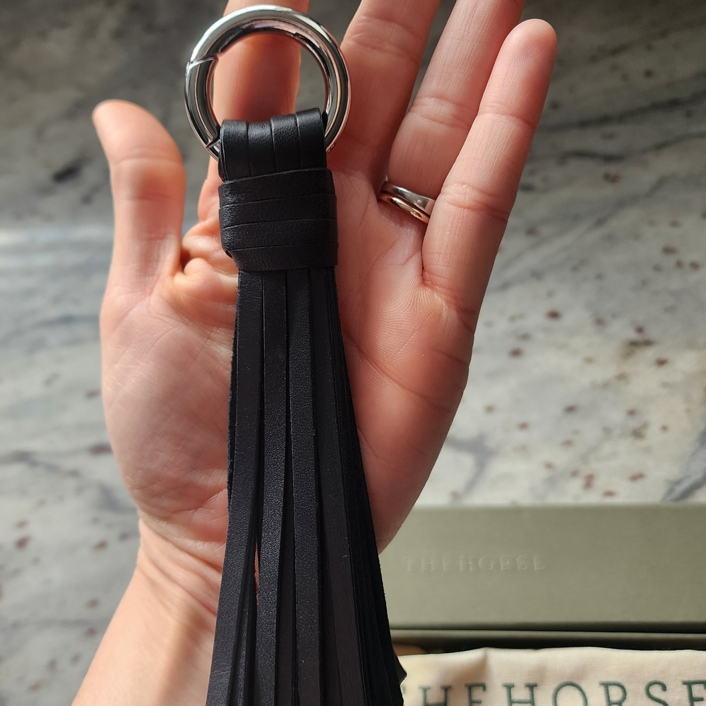 The Horse Black Leather Keychain with Silver Ring - Picture 3 of 5